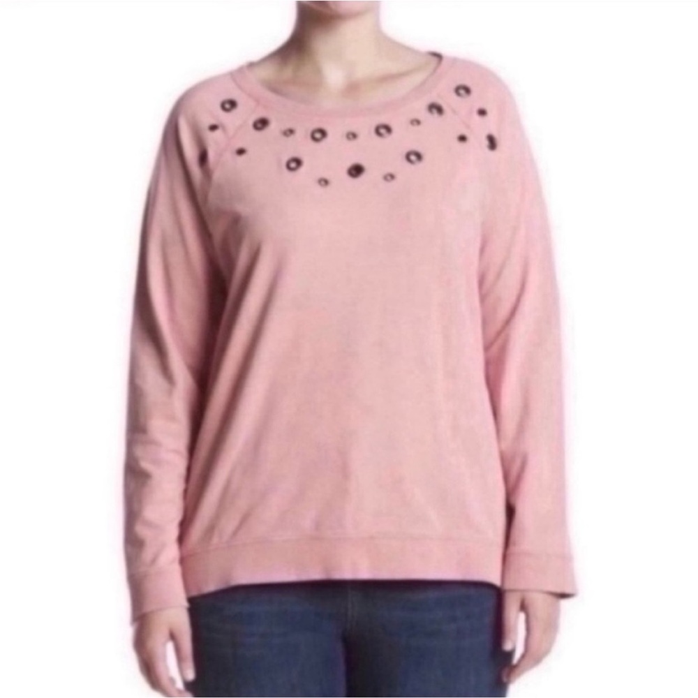 Blush Pink Metal Detail Crewneck Sweatshirt